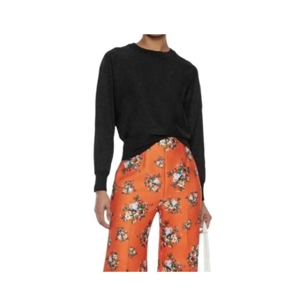 Alice + Olivia Ciara Metallic Cropped Knit Wool Blend Sweater XS